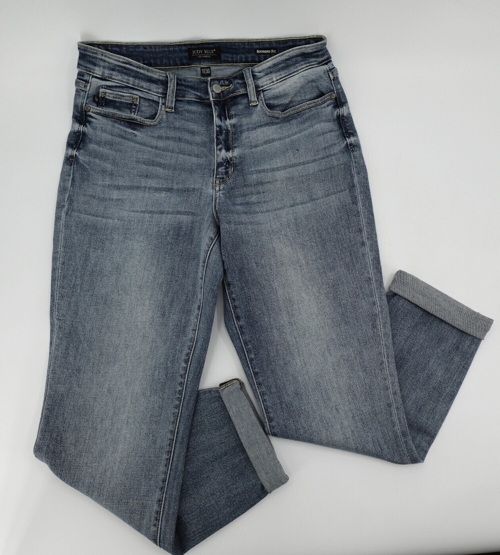 Judy Blue Jeans Womens 11 Blue Boyfriend Fit Stretch Cotton Denim Light Wash